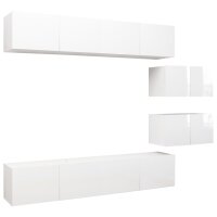 vidaXL 6-tlg. TV-Schrank-Set Hochglanz-Wei&szlig; Holzwerkstoff