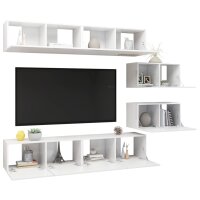 vidaXL 6-tlg. TV-Schrank-Set Hochglanz-Wei&szlig; Holzwerkstoff