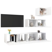 vidaXL 4-tlg. TV-Schrank-Set Hochglanz-Wei&szlig; Holzwerkstoff