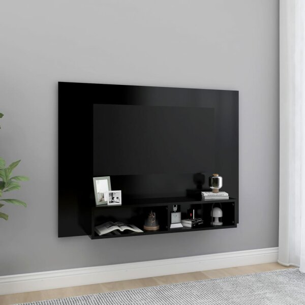 vidaXL TV-Wandschrank Schwarz 120x23,5x90 cm Holzwerkstoff