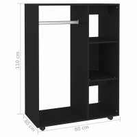 vidaXL Kleiderschrank Schwarz 80x40x110 cm Holzwerkstoff