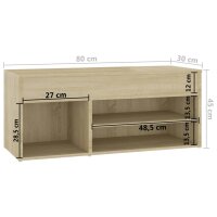 vidaXL Schuhbank Sonoma-Eiche 80x30x45 cm Holzwerkstoff