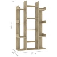 WOWONA B&uuml;cherregal Sonoma-Eiche 86x25,5x140 cm Holzwerkstoff