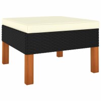 vidaXL 7-tlg. Garten-Lounge-Set Poly Rattan Eukalyptusholz Schwarz