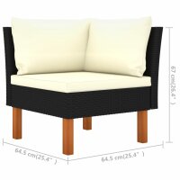 vidaXL 7-tlg. Garten-Lounge-Set Poly Rattan Eukalyptusholz Schwarz