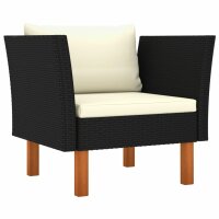 vidaXL 7-tlg. Garten-Lounge-Set Poly Rattan Eukalyptusholz Schwarz