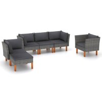 vidaXL 6-tlg. Garten-Lounge-Set Poly Rattan und...