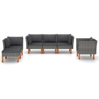 vidaXL 6-tlg. Garten-Lounge-Set Poly Rattan und...