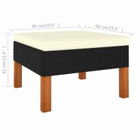 vidaXL 6-tlg. Garten-Lounge-Set Poly Rattan Eukalyptusholz Schwarz