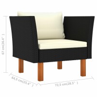 vidaXL 8-tlg. Garten-Lounge-Set Poly Rattan Eukalyptusholz Schwarz