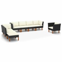 vidaXL 8-tlg. Garten-Lounge-Set Poly Rattan Eukalyptusholz Schwarz