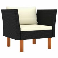 vidaXL 8-tlg. Garten-Lounge-Set Poly Rattan Eukalyptusholz Schwarz