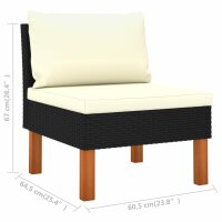 vidaXL 8-tlg. Garten-Lounge-Set Poly Rattan Eukalyptusholz Schwarz