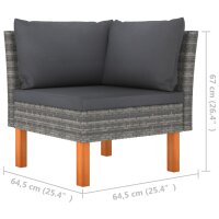 vidaXL 10-tlg. Garten-Lounge-Set Poly Rattan und Eukalyptusholz Grau