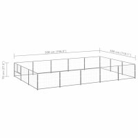 vidaXL Hundezwinger Silbern 15 m&sup2; Stahl