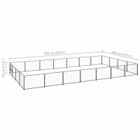 vidaXL Hundezwinger Schwarz 28 m&sup2; Stahl