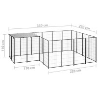 vidaXL Hundezwinger Schwarz 6,05 m&sup2; Stahl