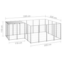 vidaXL Hundezwinger Silbern 6,05 m&sup2; Stahl