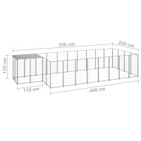 vidaXL Hundezwinger Silbern 10,89 m&sup2; Stahl