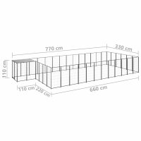 vidaXL Hundezwinger Schwarz 22,99 m&sup2; Stahl