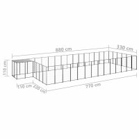 vidaXL Hundezwinger Schwarz 26,62 m&sup2; Stahl