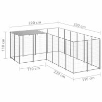 vidaXL Hundezwinger Silbern 4,84 m&sup2; Stahl