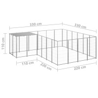 vidaXL Hundezwinger Silbern 8,47 m&sup2; Stahl