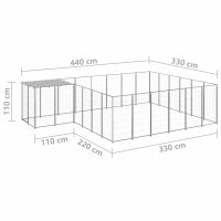 vidaXL Hundezwinger Silbern 12,1 m&sup2; Stahl