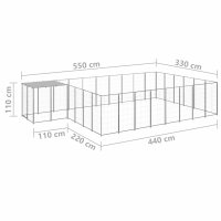 vidaXL Hundezwinger Silbern 15,73 m&sup2; Stahl