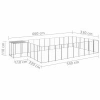 vidaXL Hundezwinger Silbern 19,36 m&sup2; Stahl