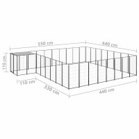 vidaXL Hundezwinger Schwarz 20,57 m&sup2; Stahl