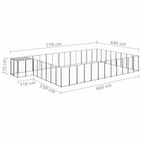 vidaXL Hundezwinger Schwarz 30,25 m&sup2; Stahl