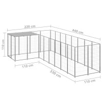 vidaXL Hundezwinger Silbern 6,05 m&sup2; Stahl