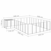 vidaXL Hundezwinger Silbern 15,73 m&sup2; Stahl