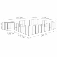 vidaXL Hundezwinger Silbern 25,41 m&sup2; Stahl