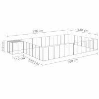 vidaXL Hundezwinger Silbern 30,25 m&sup2; Stahl