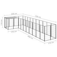 vidaXL Hundezwinger Schwarz 7,26 m&sup2; Stahl