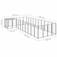 vidaXL Hundezwinger Schwarz 13,31 m&sup2; Stahl