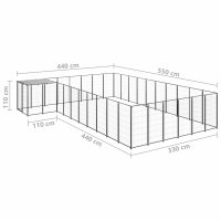 vidaXL Hundezwinger Schwarz 19,36 m&sup2; Stahl