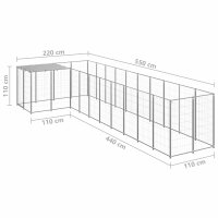 vidaXL Hundezwinger Silbern 7,26 m&sup2; Stahl