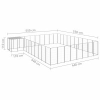 vidaXL Hundezwinger Silbern 25,41 m&sup2; Stahl