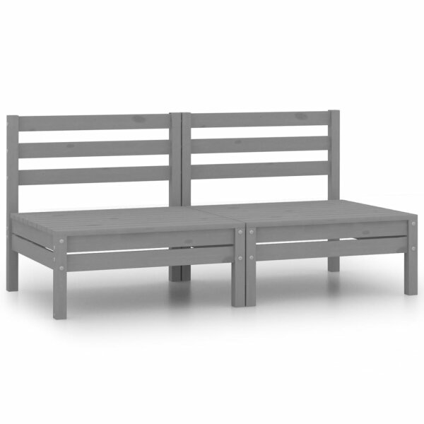 vidaXL 2-Sitzer-Gartensofa Grau Kiefer Massivholz