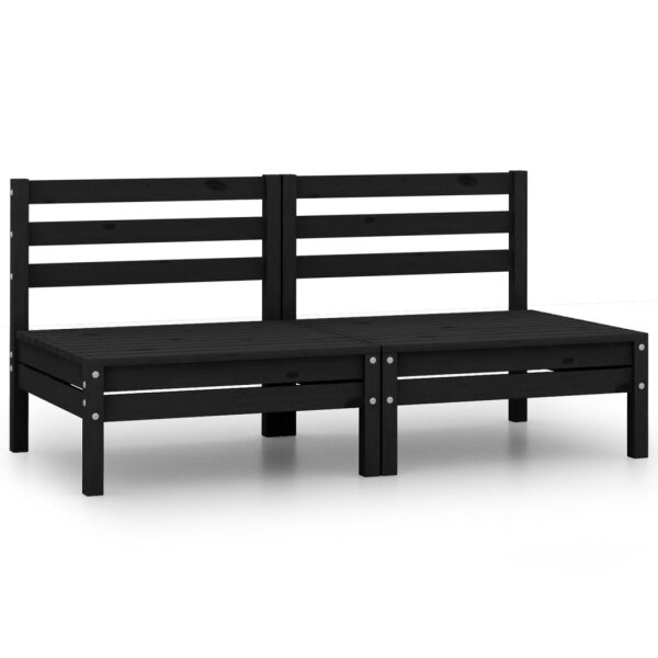 vidaXL 2-Sitzer-Gartensofa Schwarz Kiefer Massivholz