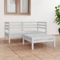 vidaXL 3-tlg. Garten-Lounge-Set Weiß Kiefer Massivholz