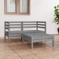 vidaXL 3-tlg. Garten-Lounge-Set Grau Kiefer Massivholz