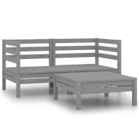 vidaXL 3-tlg. Garten-Lounge-Set Grau Kiefer Massivholz