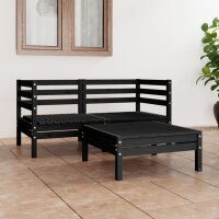 vidaXL 3-tlg. Garten-Lounge-Set Schwarz Massivholz Kiefer