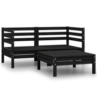 vidaXL 3-tlg. Garten-Lounge-Set Schwarz Massivholz Kiefer