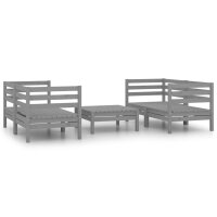 vidaXL 5-tlg. Garten-Lounge-Set Grau Kiefer Massivholz