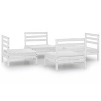 vidaXL 4-tlg. Garten-Lounge-Set Wei&szlig; Kiefer Massivholz